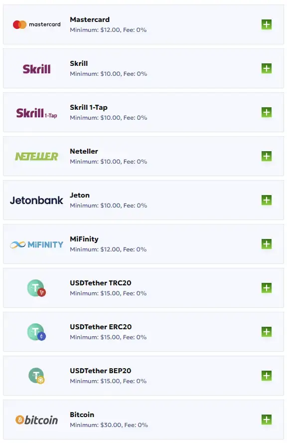 Opciones de depósito del casino RTBet