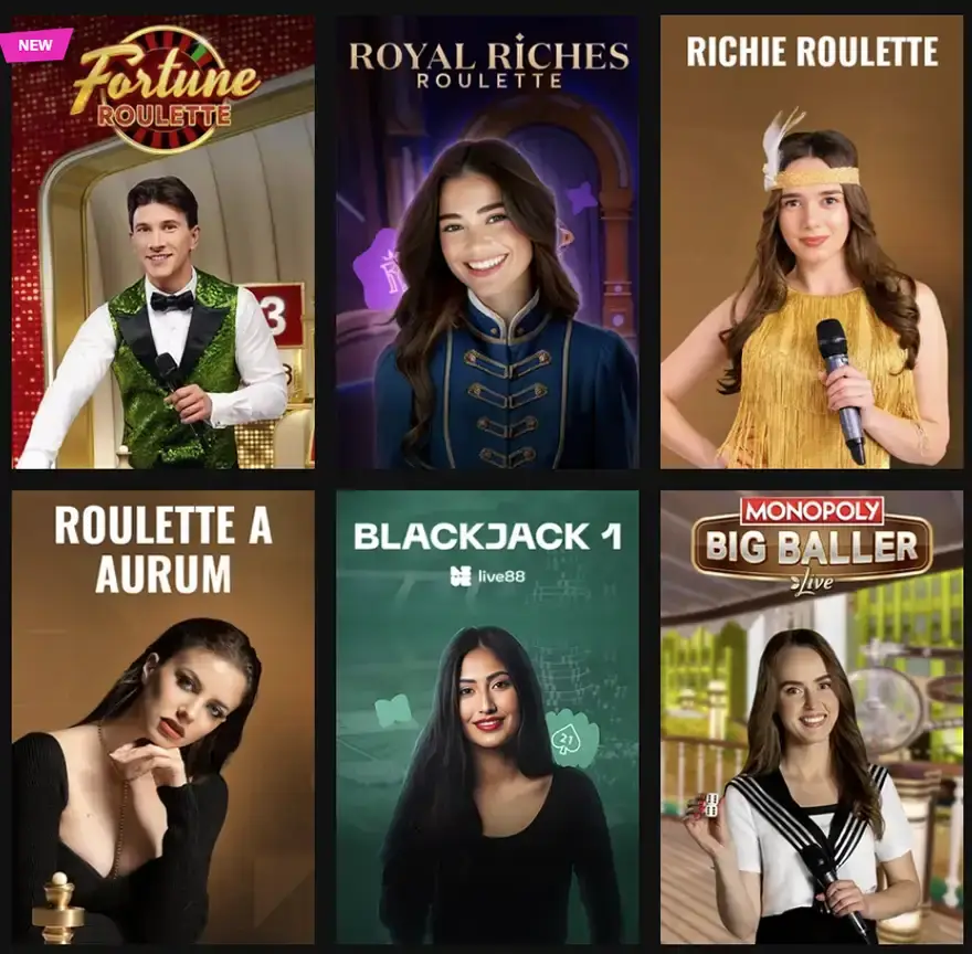Juegos de casino en vivo en RTBet Casino